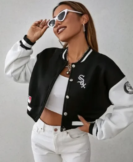 Chicago White Sox Custom Cropped Bomber Jacket | Trendy Leather Jackets