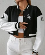 Chicago White Sox Custom Cropped Bomber Jacket | Trendy Leather Jackets