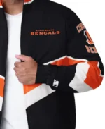 Cincinnati Bengals Captain Black Varsity Satin Jacket | Trendy Leather Jackets