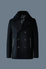 Cole Wool Double-Breasted Shearling Peacoat | Trendy Leather Jackets