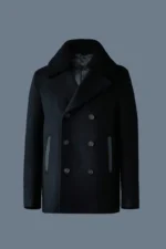 Cole Wool Double-Breasted Shearling Peacoat | Trendy Leather Jackets