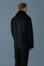 Cole Wool Double-Breasted Shearling Peacoat | Trendy Leather Jackets