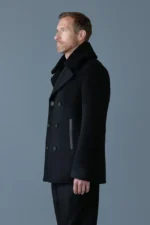 Cole Wool Double-Breasted Shearling Peacoat | Trendy Leather Jackets