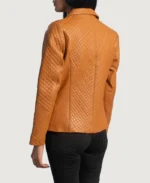 Cora Quilted Brown Leather Blazer | Trendy Leather Jackets
