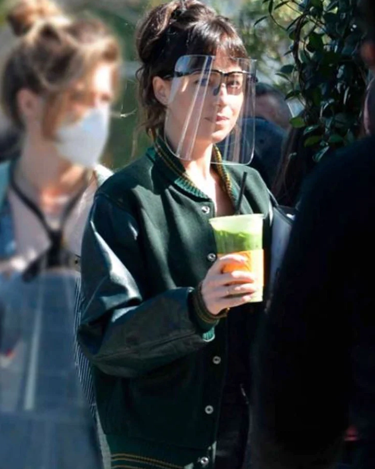 Dakota Johnson Am I Ok Green Varsity Jacket