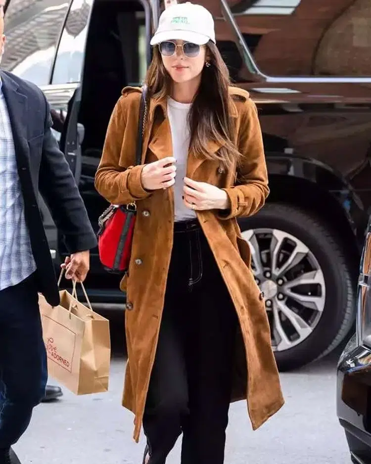 Dakota Johnson Street Style Brown Coat