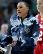Dawn Staley Blue Camo Bomber Jacket | Trendy Leather Jackets