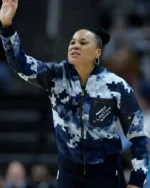 Dawn Staley Blue Camo Bomber Jacket | Trendy Leather Jackets