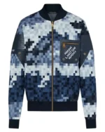 Dawn Staley Blue Camo Bomber Jacket | Trendy Leather Jackets