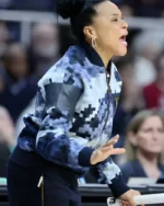 Dawn Staley Blue Camo Bomber Jacket | Trendy Leather Jackets