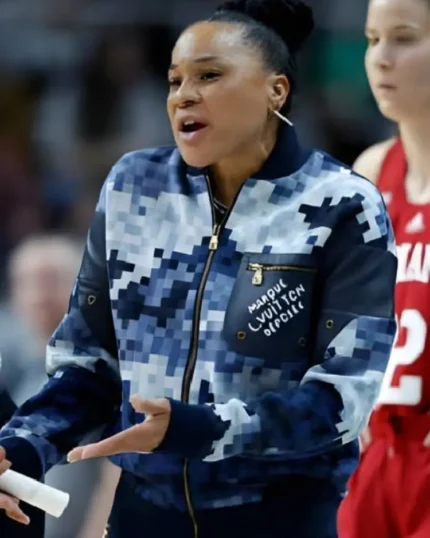 Dawn Staley Blue Camo Bomber Jacket | Trendy Leather Jackets