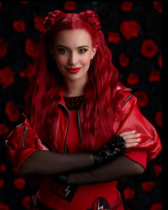 Descendants: The Rise of Red Kylie Cantrall Leather Cropped Jacket | Trendy Leather Jackets