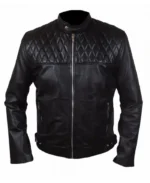 Diamond Chest Quilted Black Leather Jacket | Trendy Leather Jackets