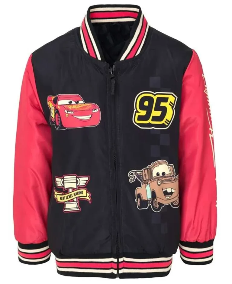 Disney Cars Lightning McQueen Varsity Jacket | Trendy Leather Jackets
