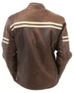 Double Stripe Leather Biker Jacket | Trendy Leather Jackets