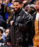Drake NBA Game 2025 Black Leather Bomber Jacket | Trendy Leather Jackets