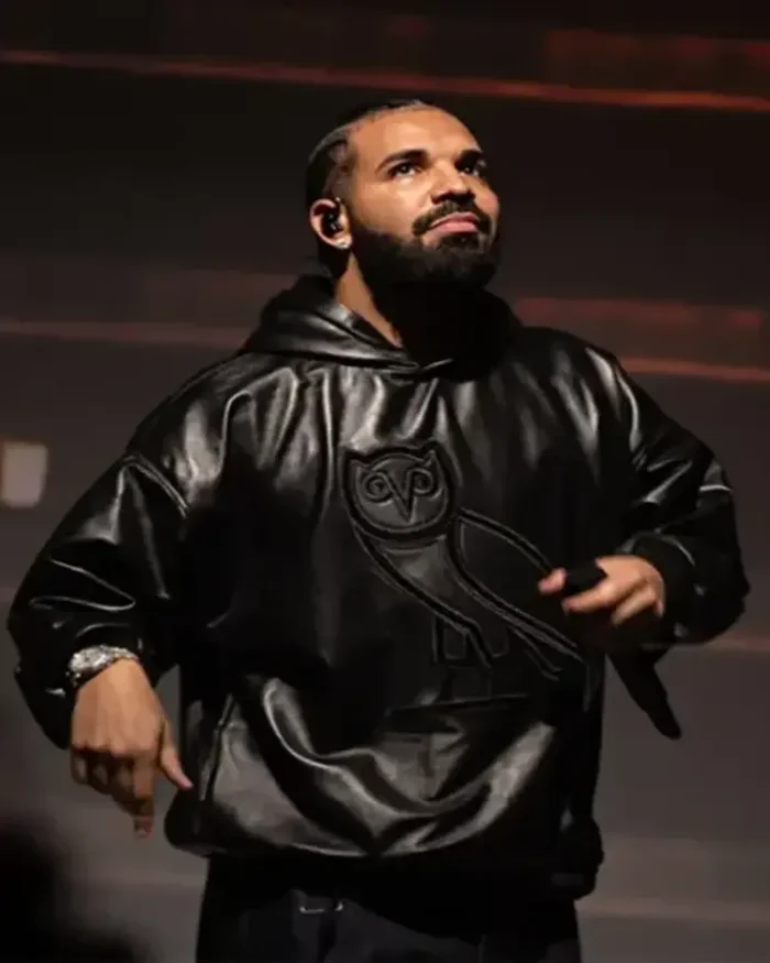 Drake OVO OG Black Leather Hoodie | Trendy Leather Jackets