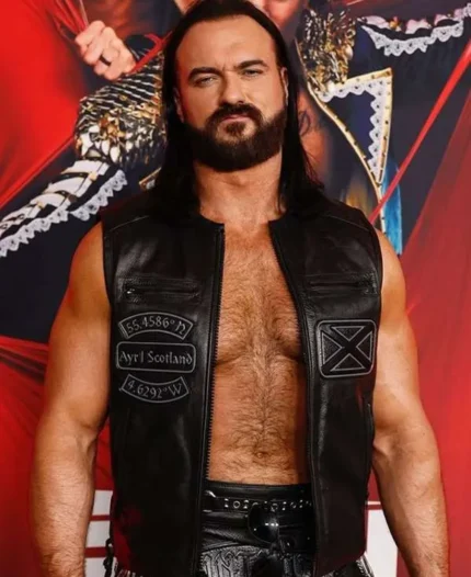 Drew Mcintyre Leather Motorcycle Vest | Trendy Leather Jackets