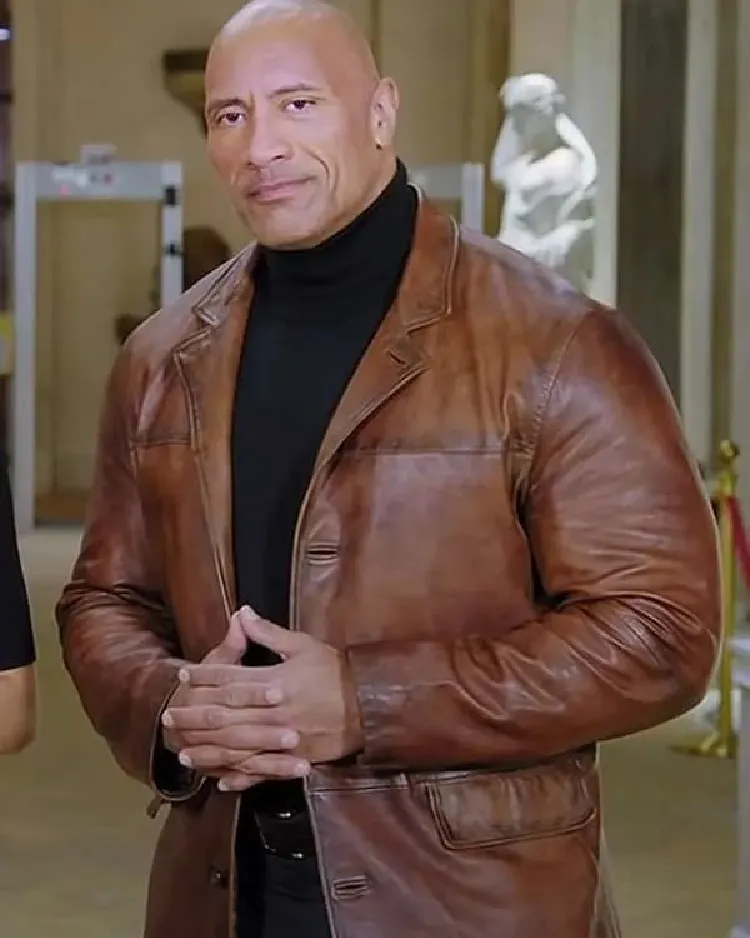 Dwayne Johnson Red Notice Brown Leather Jacket | Trendy Leather Jackets