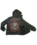 ED Hardy Love Kills Slowly Hood Leather Jacket | Trendy Leather Jackets