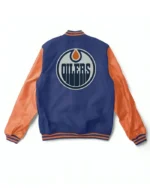 Edmonton Oilers Blue And Orange Varsity Jacket | Trendy Leather Jackets