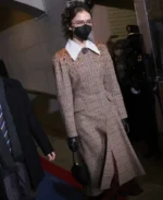 Ella Emhoff Miu Miu Brown Checkered Trench Coat | Trendy Leather Jackets