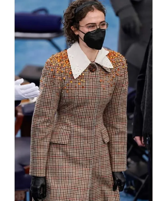 Ella Emhoff Miu Miu Brown Checkered Trench Coat | Trendy Leather Jackets