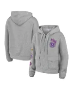 Erin Andrews Heather Grey Minnesota Vikings Hoodie Jacket | Trendy Leather Jackets