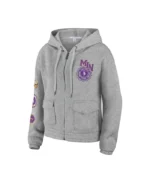 Erin Andrews Heather Grey Minnesota Vikings Hoodie Jacket | Trendy Leather Jackets