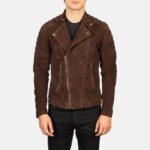 Faisor Mocha Suede Biker Jacket - TLJ