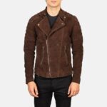 Faisor Mocha Suede Biker Jacket - TLJ