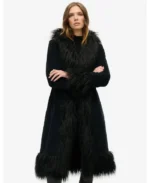 Faux Fur Black Afghan Long Coat | Trendy Leather Jackets