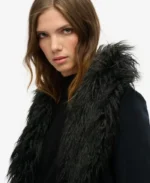 Faux Fur Black Afghan Long Coat | Trendy Leather Jackets