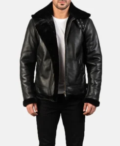 Francis B-3 Black Leather Bomber Jacket | Trendy Leather Jackets
