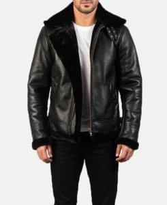 Francis B-3 Black Leather Bomber Jacket | Trendy Leather Jackets