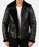 Francis B-3 Black Leather Bomber Jacket | Trendy Leather Jackets