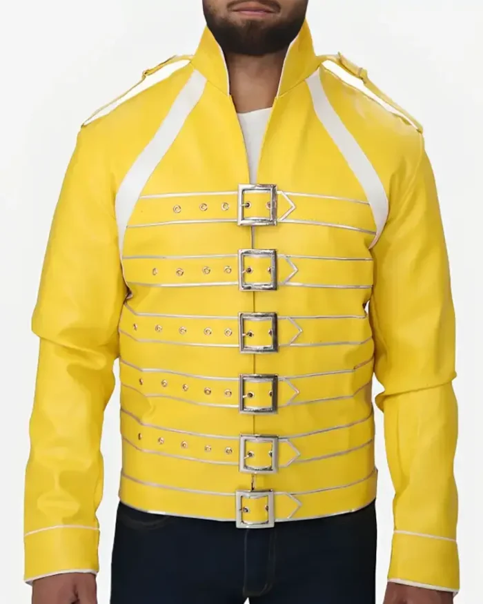 Freddie Mercury Concert Yellow Leather Jacket | Trendy Leather Jackets