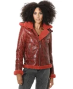 Furniq UK Cracked Hooded Shearling Jacket