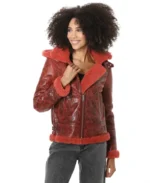 Furniq UK Cracked Hooded Shearling Jacket