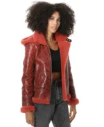 Furniq UK Cracked Hooded Shearling Jacket