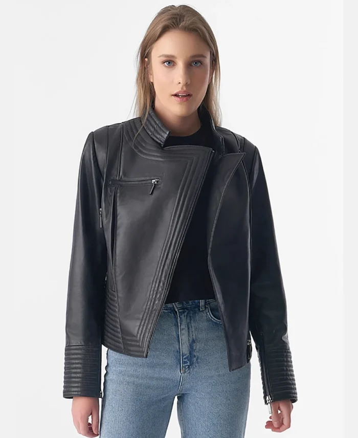 Furniq UK Leather Riser Biker Jacket | Trendy Leather Jackets