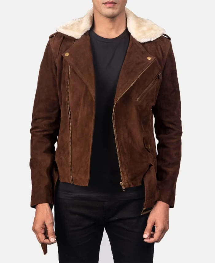 Furton Mocha Suede Biker Jacket | Trendy Leather Jackets