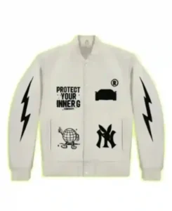 G Gang White Varsity Jacket | Trendy Leather Jackets