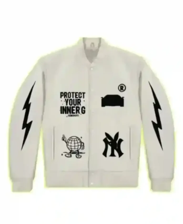 G Gang White Varsity Jacket | Trendy Leather Jackets