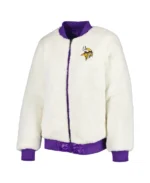 Gideon Minnesota Vikings Sherpa Bomber Jacket | Trendy Leather Jackets