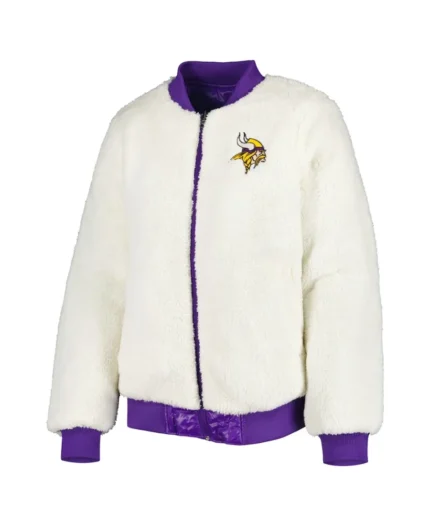 Gideon Minnesota Vikings Sherpa Bomber Jacket | Trendy Leather Jackets