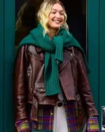 Gigi Hadid NYC Brown Leather Jacket | Trendy Leather Jackets