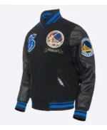 Golden State Warriors Wool And Leather Varsity Jacket | Trendy Leather Jackets