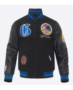 Golden State Warriors Wool And Leather Varsity Jacket | Trendy Leather Jackets