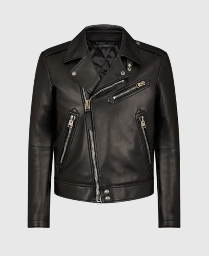 Grain Asymmetric Contrast Biker Leather Jacket | Trendy Leather Jackets